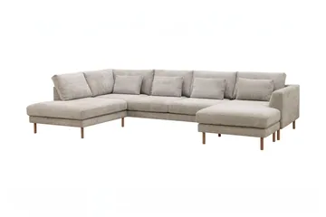 Florenz 4-sits Högervänd U-formad Soffa med Divan och Schäslong i Chenille - Grå / Beige - Products - Möbler - Soffa - Divansoffa & schäslongsoffa - 4 sits soffa med divan