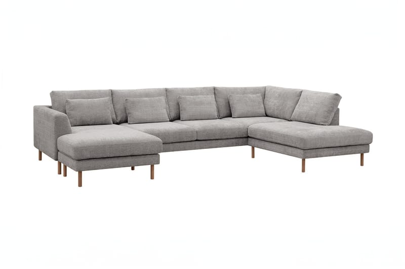 Florenz 4-sits Högervänd U-formad Soffa med Divan och Schäslong i Chenille - Ljusgrå - Products - Möbler - Soffa - Divansoffa & schäslongsoffa - 4 sits soffa med divan