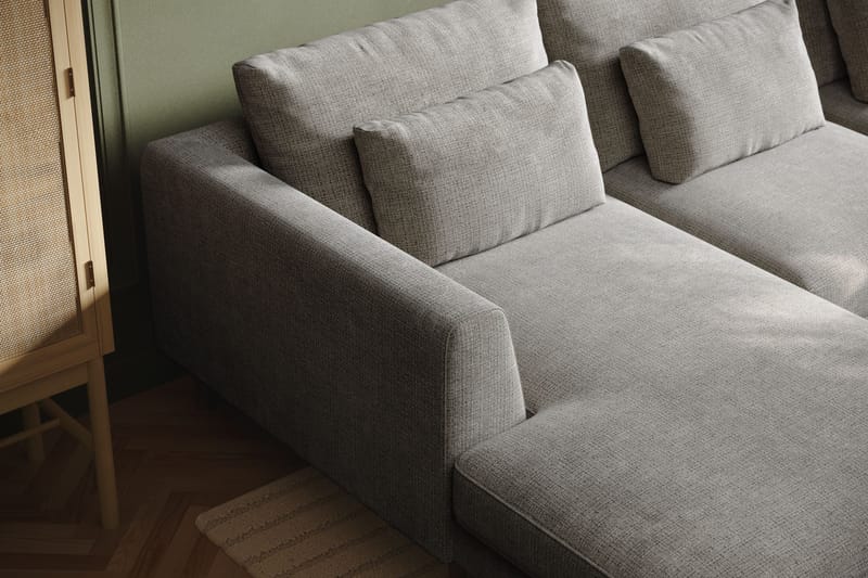 Florenz 4-sits Högervänd U-formad Soffa med Divan och Schäslong i Chenille - Ljusgrå - Products - Möbler - Soffa - Divansoffa & schäslongsoffa - 4 sits soffa med divan