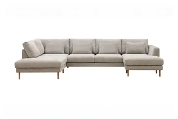 Florenz 4-sits Vänstervänd U-formad Soffa med Divan och Schäslong i Chenille - Grå / Beige - Products - Möbler - Soffa - Divansoffa & schäslongsoffa - 4 sits soffa med divan