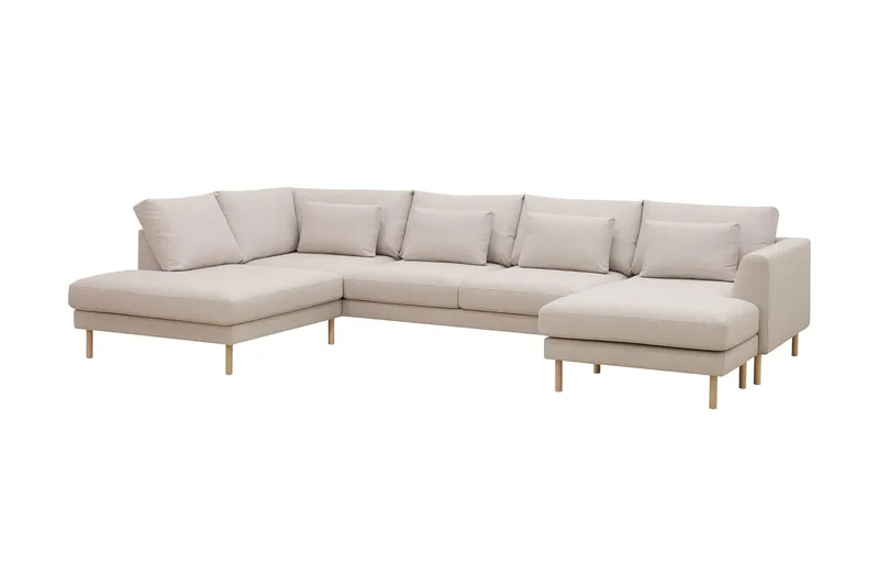 Florenz 4-sits Vänstervänd U-formad Soffa med Divan och Schäslong i Tyg - Beige - Products - Möbler - Soffa - Divansoffa & schäslongsoffa - 4 sits soffa med divan