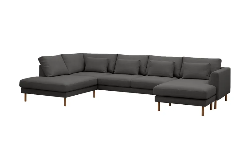 Florenz 4-sits Vänstervänd U-formad Soffa med Divan och Schäslong i Tyg - Mörkgrå - Products - Möbler - Soffa - Divansoffa & schäslongsoffa - 4 sits soffa med divan