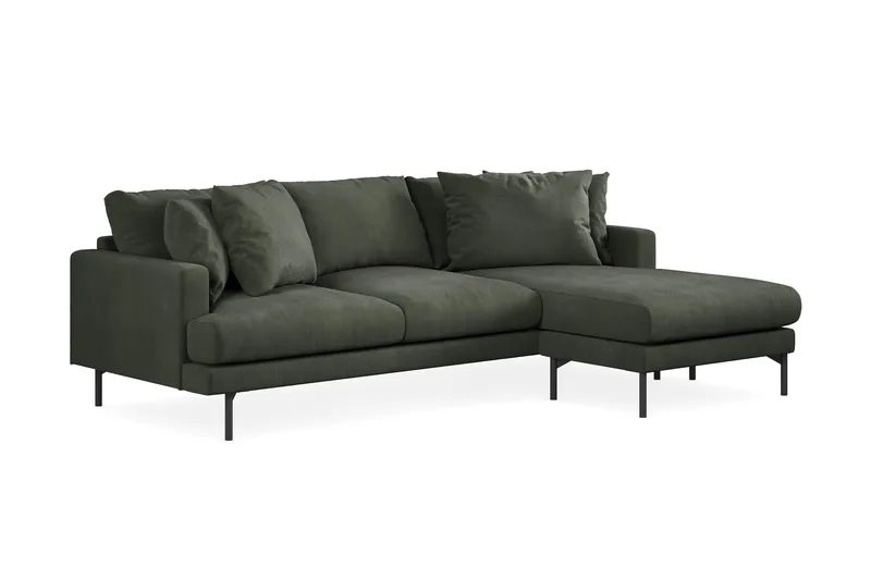 Menard 3-sits Högervänd L-formad Divansoffa i Manchester - Mörkgrön - Products - Möbler - Soffa - Divansoffa & schäslongsoffa - 3 sits soffa med divan