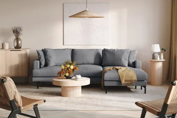 Menard 3-sits Högervänd L-formad Divansoffa i Tyg - Mörkgrå - Products - Möbler - Soffa - Divansoffa & schäslongsoffa - 3 sits soffa med divan
