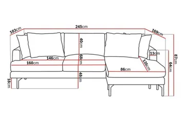Menard 3-sits Högervänd L-formad Divansoffa i Tyg - Mörkgrå - Products - Möbler - Soffa - Divansoffa & schäslongsoffa - 3 sits soffa med divan