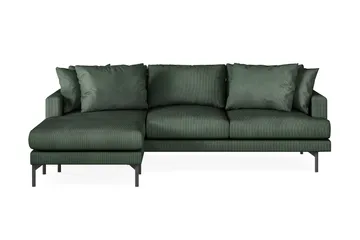 Menard 3-sits Vänstervänd L-formad Divansoffa i Manchester - Grön - Products - Möbler - Soffa - Divansoffa & schäslongsoffa - 3 sits soffa med divan