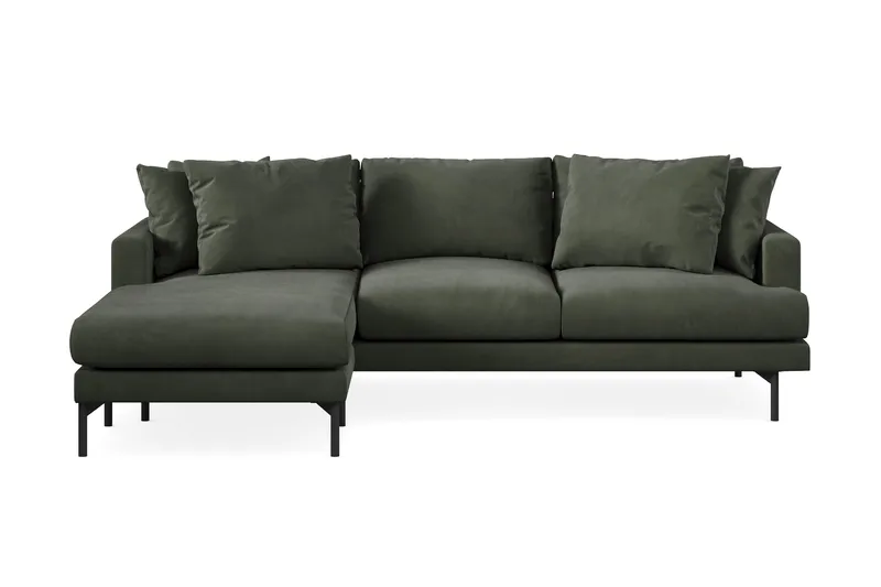 Menard 3-sits Vänstervänd L-formad Divansoffa i Manchester - Mörkgrön - Products - Möbler - Soffa - Divansoffa & schäslongsoffa - 3 sits soffa med divan