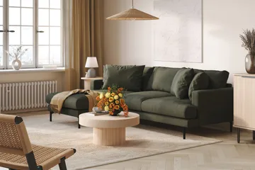 Menard 3-sits Vänstervänd L-formad Divansoffa i Manchester - Mörkgrön - Products - Möbler - Soffa - Divansoffa & schäslongsoffa - 3 sits soffa med divan