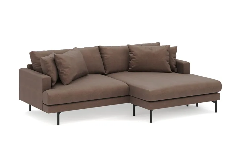 Menard 4-sits Högervänd L-formad Divansoffa i Tyg - Brun - Products - Möbler - Soffa - Divansoffa & schäslongsoffa - 4 sits soffa med divan