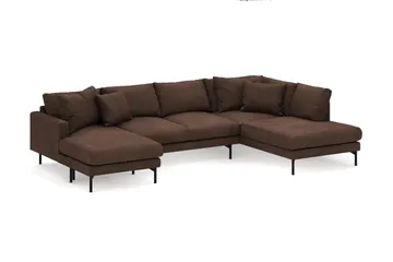 Menard 4-sits Högervänd Stor U-formad Djup Soffa med Divan och Schäslong i Manchester - Brun - Products - Möbler - Soffa - Divansoffa & schäslongsoffa - 4 sits soffa med divan