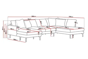 Menard 4-sits Högervänd Stor U-formad Djup Soffa med Divan och Schäslong i Manchester - Grå - Products - Möbler - Soffa - Divansoffa & schäslongsoffa - 4 sits soffa med divan