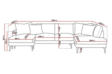 Menard 4-sits Högervänd Stor U-formad Djup Soffa med Divan och Schäslong i Manchester - Mörkgrå - Products - Möbler - Soffa - Divansoffa & schäslongsoffa - 4 sits soffa med divan