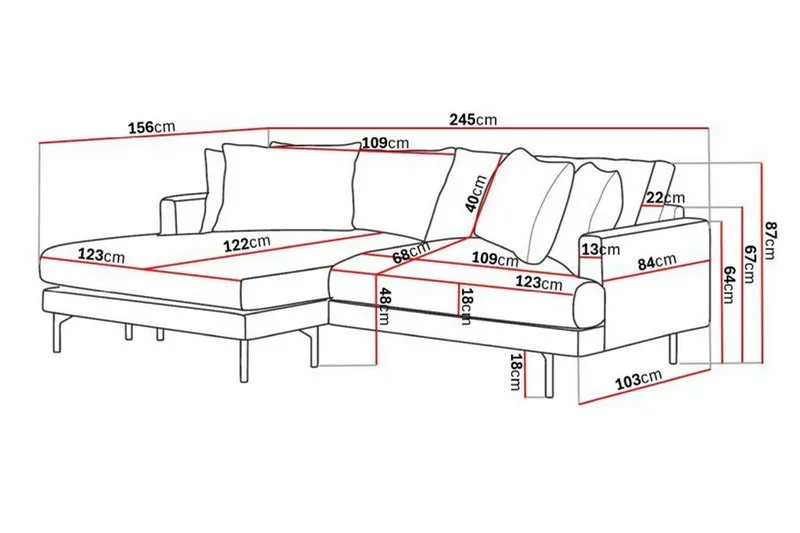 Menard 4-sits Vänstervänd L-formad Divansoffa i Manchester - Grön - Products - Möbler - Soffa - Divansoffa & schäslongsoffa - 4 sits soffa med divan