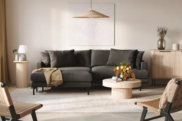 Menard 4-sits Vänstervänd L-formad Divansoffa i Manchester - Mörkgrå - Products - Möbler - Soffa - Divansoffa & schäslongsoffa - 4 sits soffa med divan