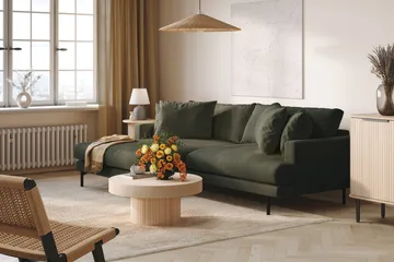 Menard 4-sits Vänstervänd L-formad Divansoffa i Manchester - Mörkgrön - Products - Möbler - Soffa - Divansoffa & schäslongsoffa - 4 sits soffa med divan