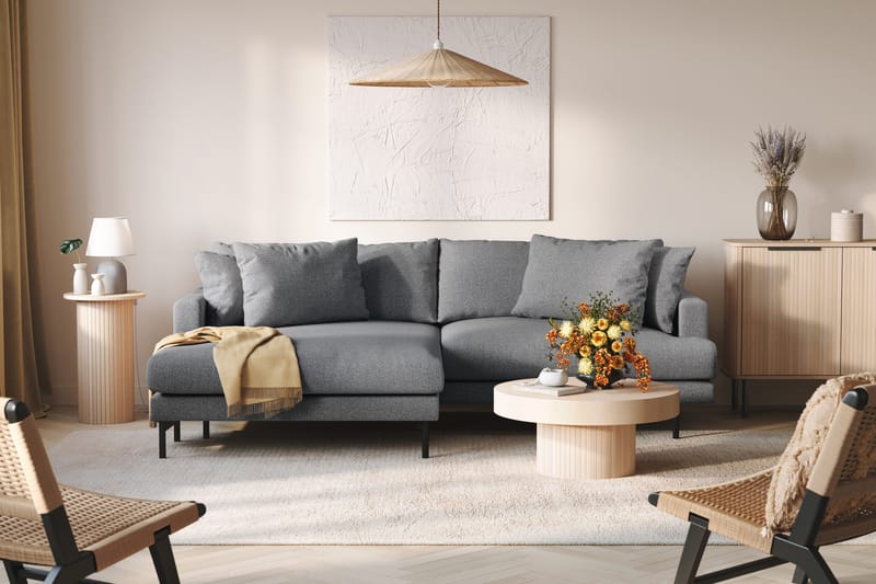 Menard 4-sits Vänstervänd L-formad Divansoffa i Tyg - Mörkgrå - Products - Möbler - Soffa - Divansoffa & schäslongsoffa - 4 sits soffa med divan