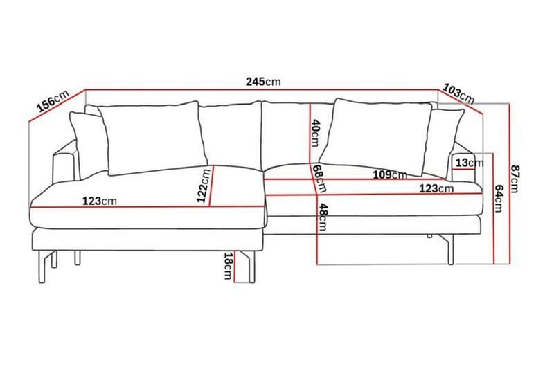 Menard 4-sits Vänstervänd L-formad Divansoffa i Tyg - Mörkgrå - Products - Möbler - Soffa - Divansoffa & schäslongsoffa - 4 sits soffa med divan