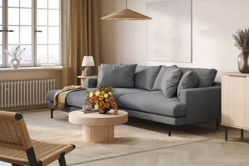 Menard 4-sits Vänstervänd L-formad Divansoffa i Tyg - Mörkgrå - Products - Möbler - Soffa - Divansoffa & schäslongsoffa - 4 sits soffa med divan