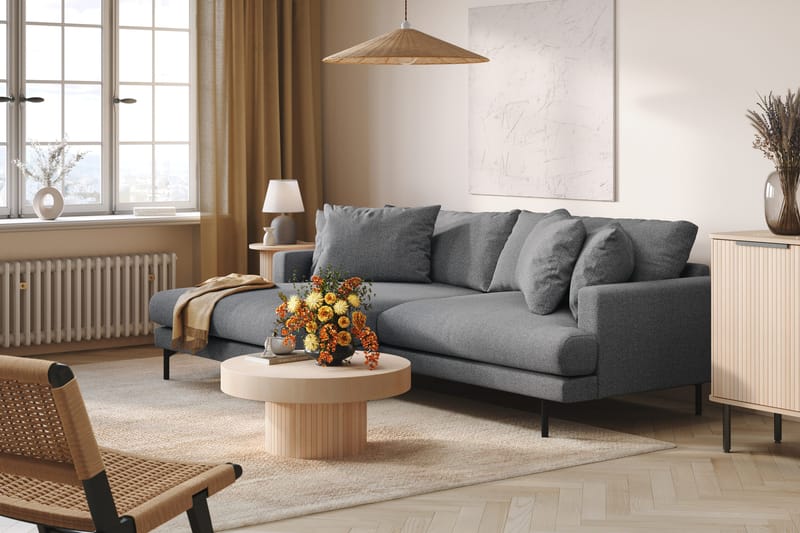 Menard 4-sits Vänstervänd L-formad Divansoffa i Tyg - Mörkgrå - Products - Möbler - Soffa - Divansoffa & schäslongsoffa - 4 sits soffa med divan
