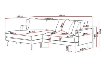 Menard 4-sits Vänstervänd L-formad Divansoffa i Tyg - Mörkgrå - Products - Möbler - Soffa - Divansoffa & schäslongsoffa - 4 sits soffa med divan