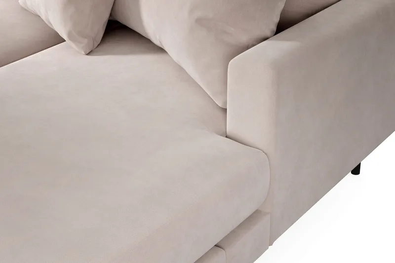Menard 4-sits Vänstervänd Stor U-formad Djup Large Soffa med Divan och Schäslong i Sammet - Beige - Products - Möbler - Soffa - Divansoffa & schäslongsoffa - 4 sits soffa med divan