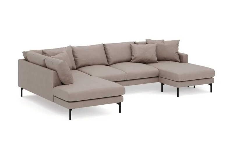 Menard 4-sits Vänstervänd Stor U-formad Djup Large Soffa med Divan och Schäslong i Tyg - Brun - Products - Möbler - Soffa - Divansoffa & schäslongsoffa - 4 sits soffa med divan