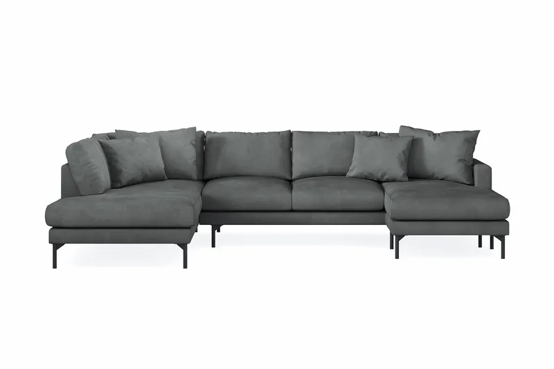 Menard 4-sits Vänstervänd Stor U-formad Djup Soffa med Divan och Schäslong i Manchester - Grå - Products - Möbler - Soffa - Divansoffa & schäslongsoffa - 4 sits soffa med divan