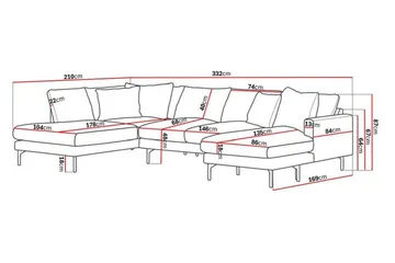 Menard 4-sits Vänstervänd Stor U-formad Djup Soffa med Divan och Schäslong i Manchester - Grå - Products - Möbler - Soffa - Divansoffa & schäslongsoffa - 4 sits soffa med divan