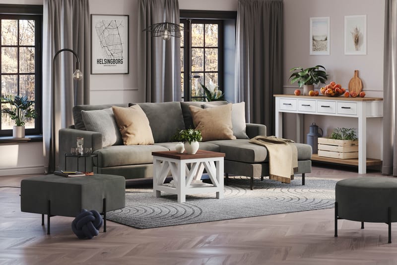 Menard Compact 3-sits Högervänd L-formad Divansoffa i Manchester - Grå - Products - Möbler - Soffa - Divansoffa & schäslongsoffa - 3 sits soffa med divan