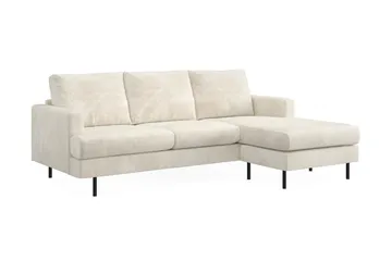 Menard Compact 3-sits Högervänd L-formad Divansoffa i Sammet - Krämvit - Products - Möbler - Soffa - Divansoffa & schäslongsoffa - 3 sits soffa med divan
