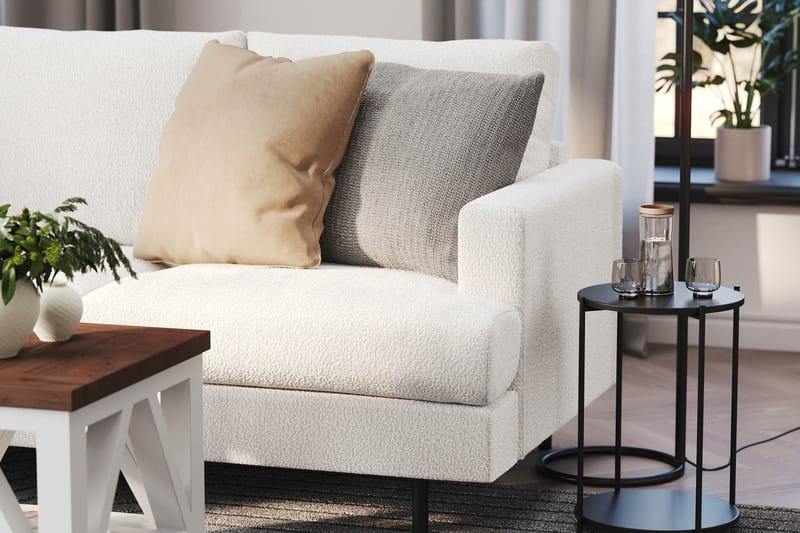 Menard Compact 3-sits Vänstervänd L-formad Divansoffa i Bouclé - Vit - Products - Möbler - Soffa - Divansoffa & schäslongsoffa - 3 sits soffa med divan