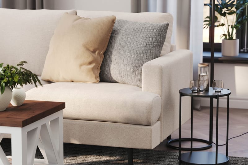 Menard Compact 3-sits Vänstervänd L-formad Divansoffa i Tyg - Beige - Products - Möbler - Soffa - Divansoffa & schäslongsoffa - 3 sits soffa med divan