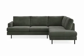 Menard Compact 4-sits Högervänd L-formad Schäslongsoffa i Manchester - Mörkgrön - Products - Möbler - Soffa - Divansoffa & schäslongsoffa - 4 sits soffa med divan