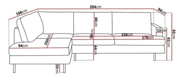 Menard Compact 4-sits Vänstervänd L-formad Schäslongsoffa i Manchester - Mörkgrå - Products - Möbler - Soffa - Divansoffa & schäslongsoffa - 4 sits soffa med divan