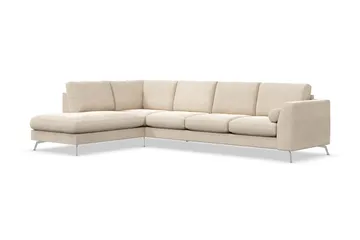 Ocean Lyx 4-sits Vänstervänd L-formad Schäslongsoffa i Sammet - Beige - Products - Möbler - Soffa - Divansoffa & schäslongsoffa - 4 sits soffa med divan