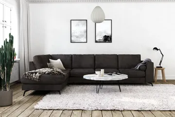 Ocean Lyx 4-sits Vänstervänd L-formad Schäslongsoffa i Sammet - Mörkgrå - Products - Möbler - Soffa - Divansoffa & schäslongsoffa - 4 sits soffa med divan