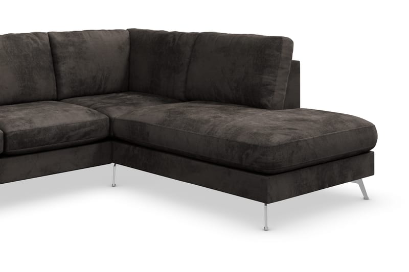 Ocean Lyx 5-sits Högervänd L-formad Schäslongsoffa i Sammet - Mörkgrå - Products - Möbler - Soffa - Divansoffa & schäslongsoffa - 4 sits soffa med divan