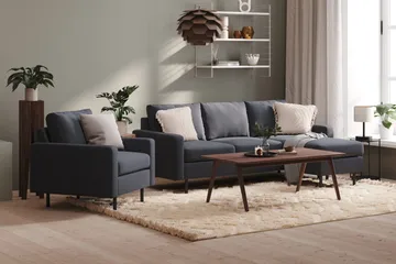 Peppe 3-sits Vändbar L-formad Divansoffa i Tyg - Mörkgrå - Products - Möbler - Soffa - Divansoffa & schäslongsoffa - 3 sits soffa med divan