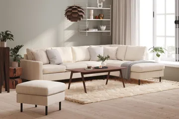 Peppe 4-sits Högervänd L-formad Schäslongsoffa i Manchester - Beige - Products - Möbler - Soffa - Divansoffa & schäslongsoffa - 4 sits soffa med divan