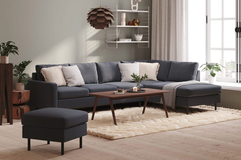 Peppe 4-sits Högervänd L-formad Schäslongsoffa i Tyg - Mörkgrå - Products - Möbler - Soffa - Divansoffa & schäslongsoffa - 4 sits soffa med divan