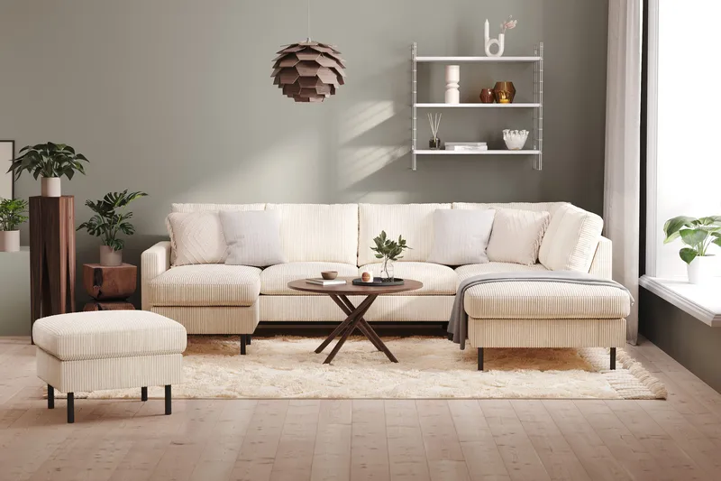 Peppe 4-sits Högervänd U-formad Soffa med Divan och Schäslong i Manchester - Beige - Products - Möbler - Soffa - Divansoffa & schäslongsoffa - 4 sits soffa med divan