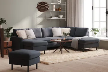 Peppe 4-sits Högervänd U-formad Soffa med Divan och Schäslong i Tyg - Mörkgrå - Products - Möbler - Soffa - Divansoffa & schäslongsoffa - 4 sits soffa med divan