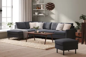 Peppe 4-sits Vänstervänd L-formad Schäslongsoffa i Tyg - Mörkgrå - Products - Möbler - Soffa - Divansoffa & schäslongsoffa - 4 sits soffa med divan
