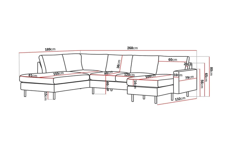 Peppe 4-sits Vänstervänd U-formad Soffa med Divan och Schäslong i Manchester - Rosa - Products - Möbler - Soffa - Divansoffa & schäslongsoffa - 4 sits soffa med divan
