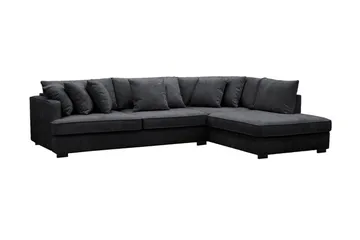 Rossita 4-sits Högervänd L-formad Djup Schäslongsoffa i Chenille - Svart - Products - Möbler - Soffa - Divansoffa & schäslongsoffa - 4 sits soffa med divan