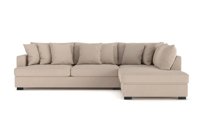 Rossita 4-sits Högervänd L-formad Djup Schäslongsoffa i Tyg, Beige