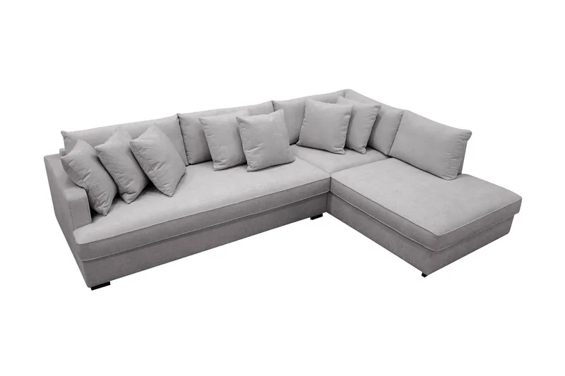 Rossita 4-sits Högervänd L-formad Djup Schäslongsoffa med Hel dyna i Chenille - Grå - Products - Möbler - Soffa - Divansoffa & schäslongsoffa - 4 sits soffa med divan