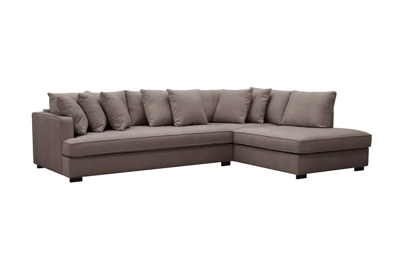 Rossita 4-sits Högervänd L-formad Djup Schäslongsoffa med Hel dyna i Tyg - Brun - Products - Möbler - Soffa - Divansoffa & schäslongsoffa - 4 sits soffa med divan