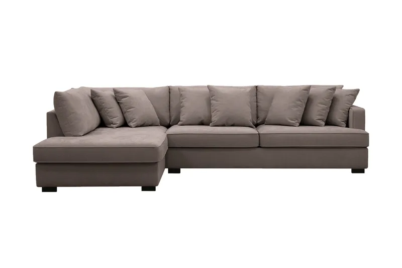 Rossita 4-sits Vänstervänd L-formad Djup Schäslongsoffa i Tyg - Brun - Products - Möbler - Soffa - Divansoffa & schäslongsoffa - 4 sits soffa med divan