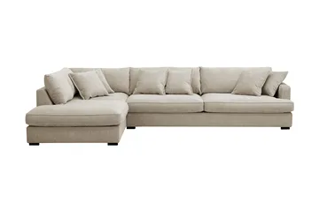 Rossita Lyx 4-sits Vänstervänd L-formad Extra Djup Schäslongsoffa i Chenille